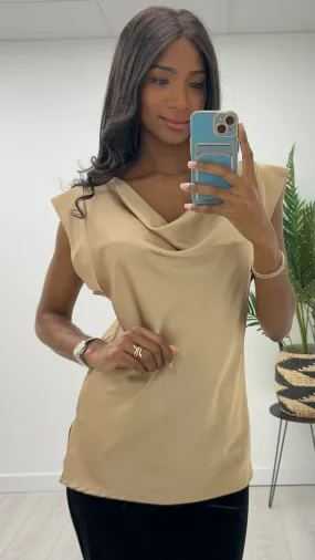A1997 Beige Satin Feel Top