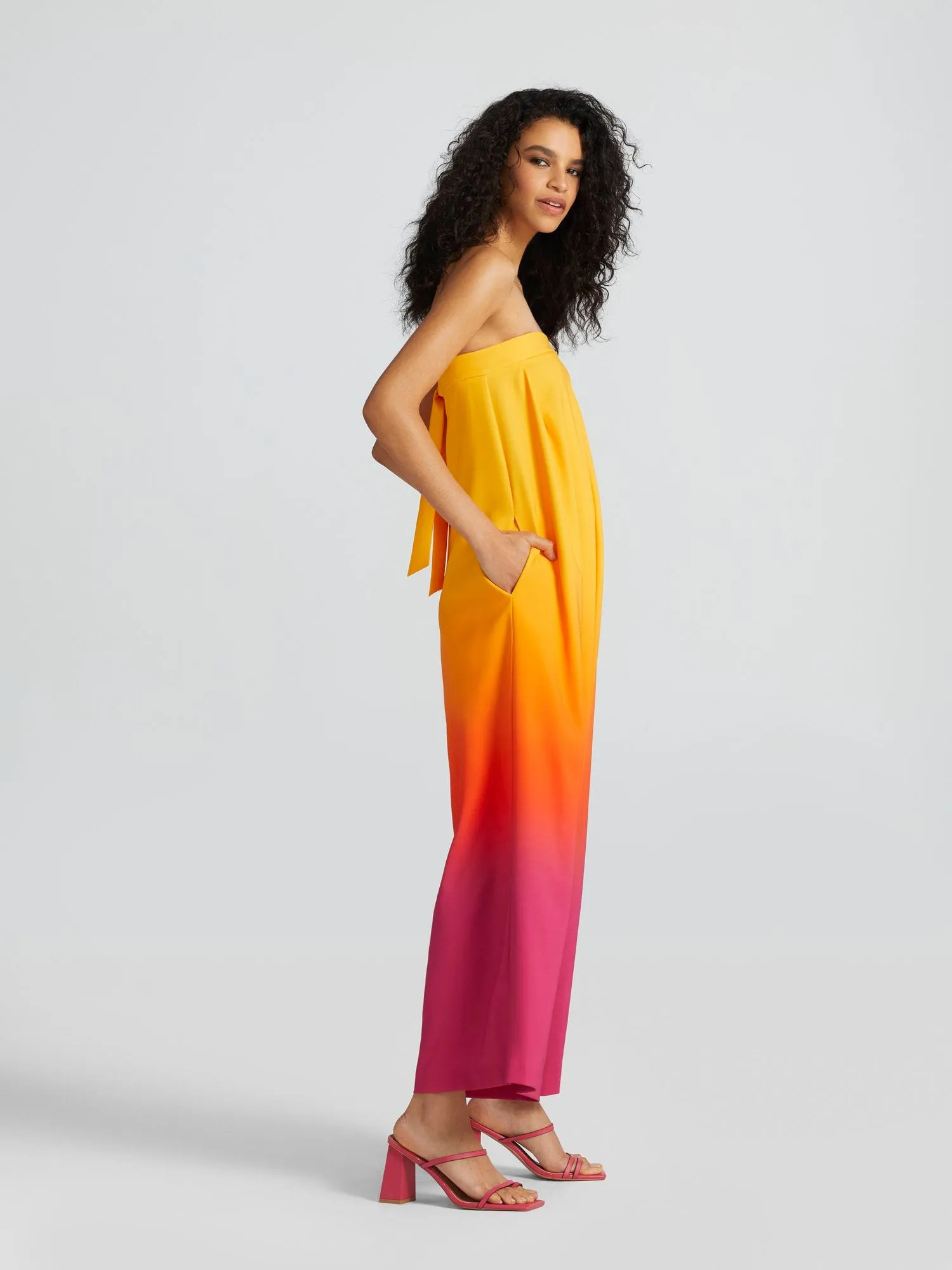 Aleka Ombre Strapless Wide-Leg Jumpsuit