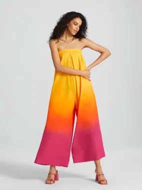 Aleka Ombre Strapless Wide-Leg Jumpsuit