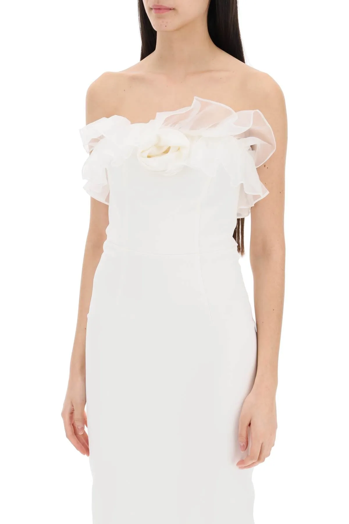 Alessandra rich strapless dress with organza details