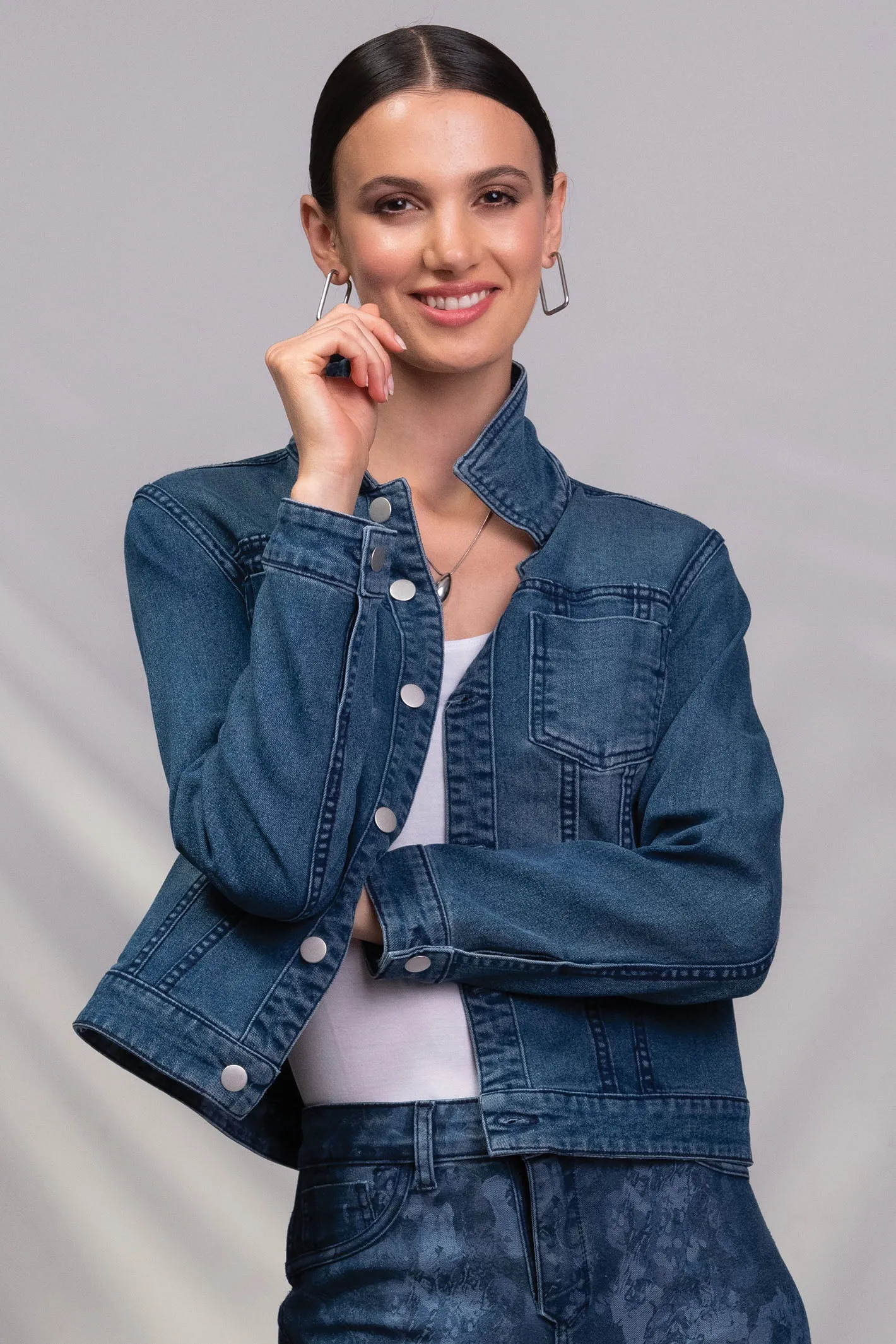 Alison Sheri Reversible Jacket Denim Blue Print A45071