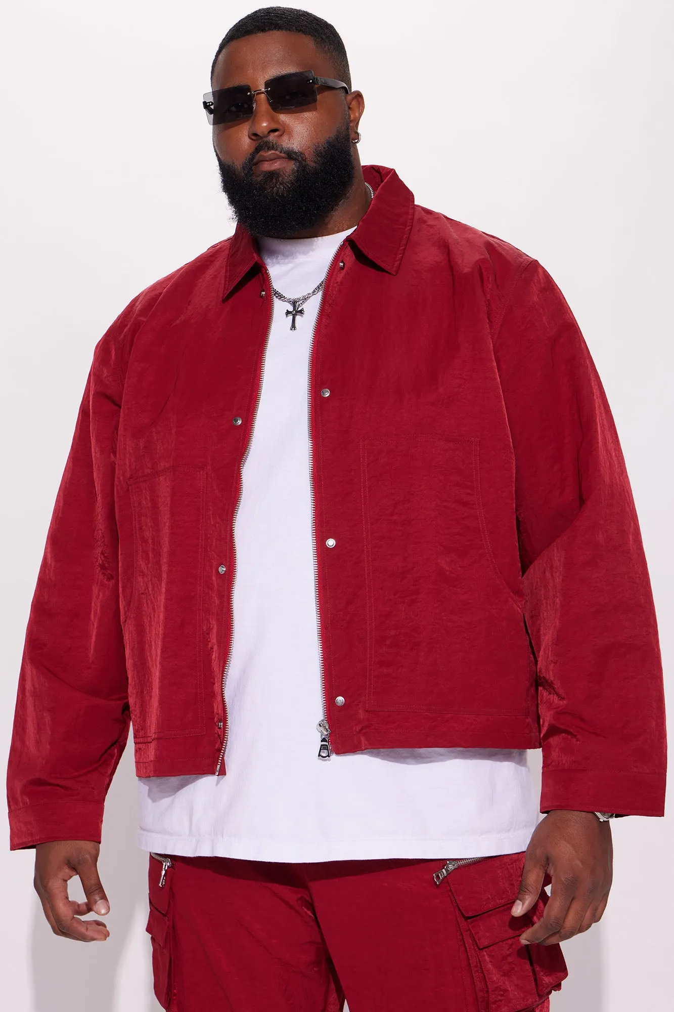 As It Was Nylon Coach Jacket - Burgundy