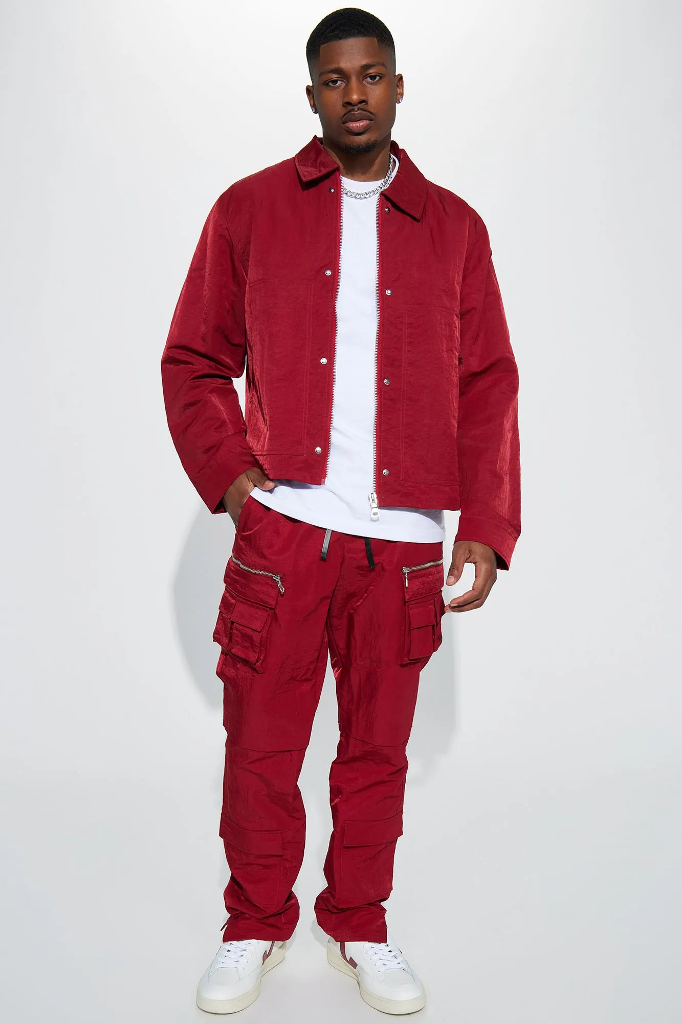 As It Was Nylon Coach Jacket - Burgundy