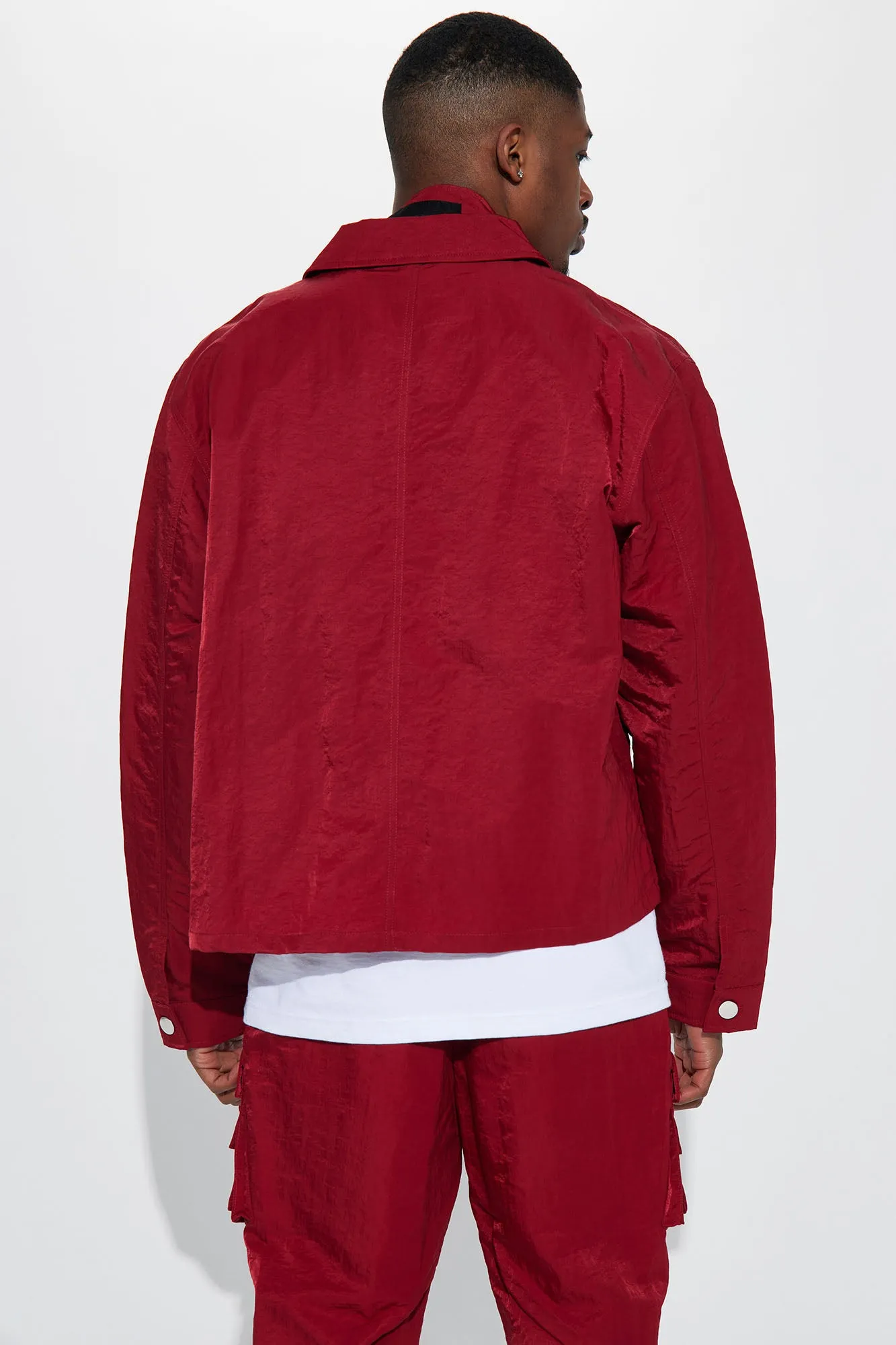 As It Was Nylon Coach Jacket - Burgundy