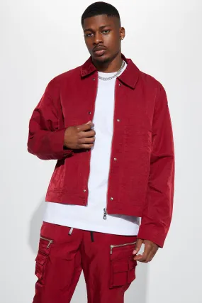 As It Was Nylon Coach Jacket - Burgundy