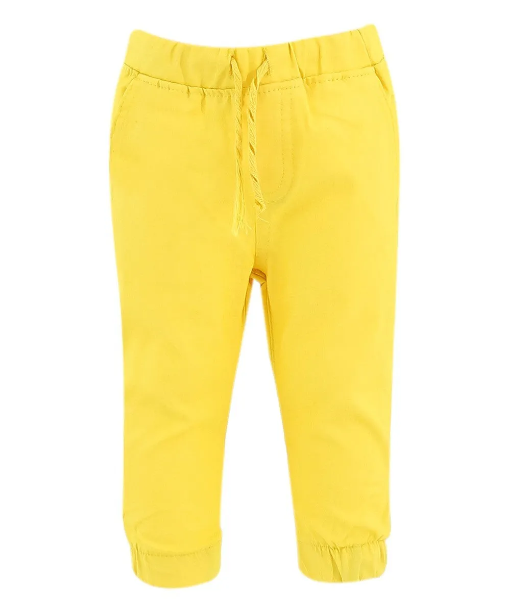 Baby Boys Cotton Stretch Chino Trousers - ENZO - Yellow