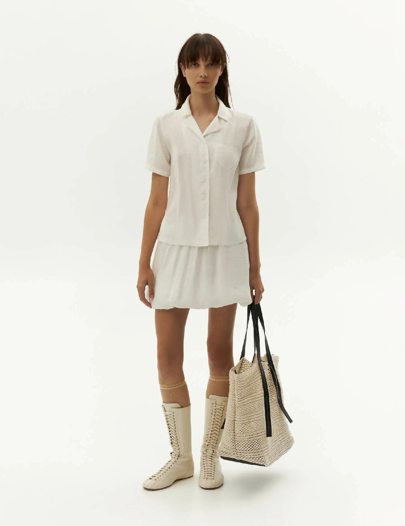 Balloon Short Skirt — White Color