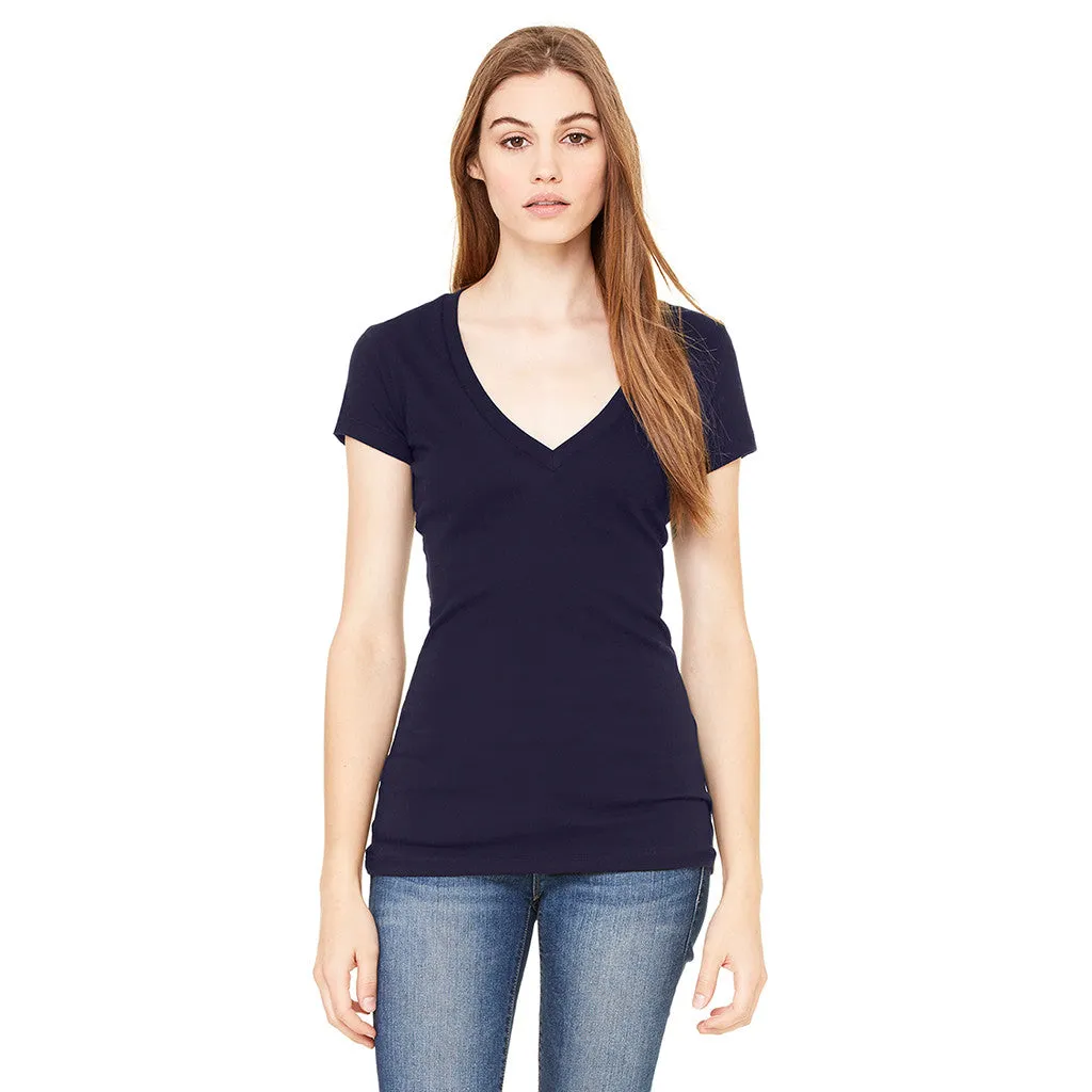 Bella   Canvas Women's Midnight Tissue Jersey Short-Sleeve Deep V-Neck T-Shirt