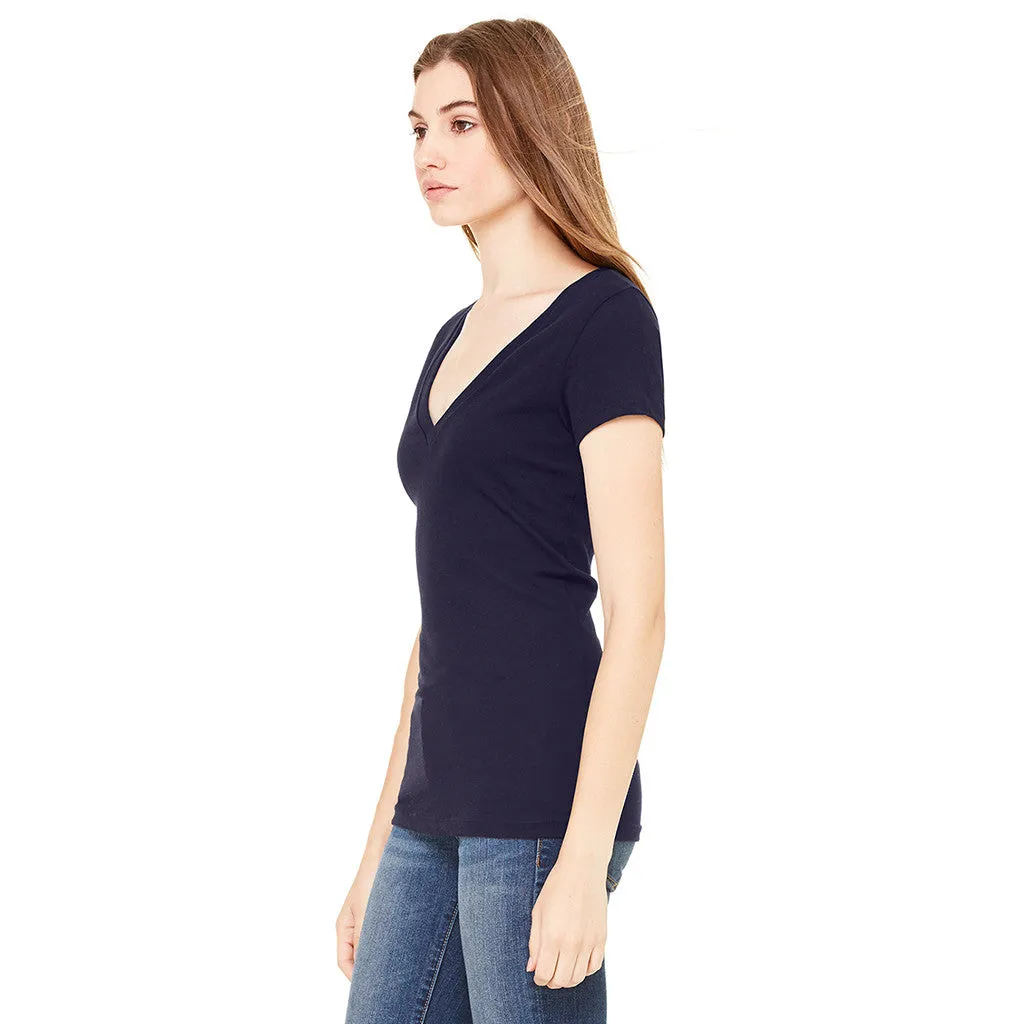 Bella   Canvas Women's Midnight Tissue Jersey Short-Sleeve Deep V-Neck T-Shirt