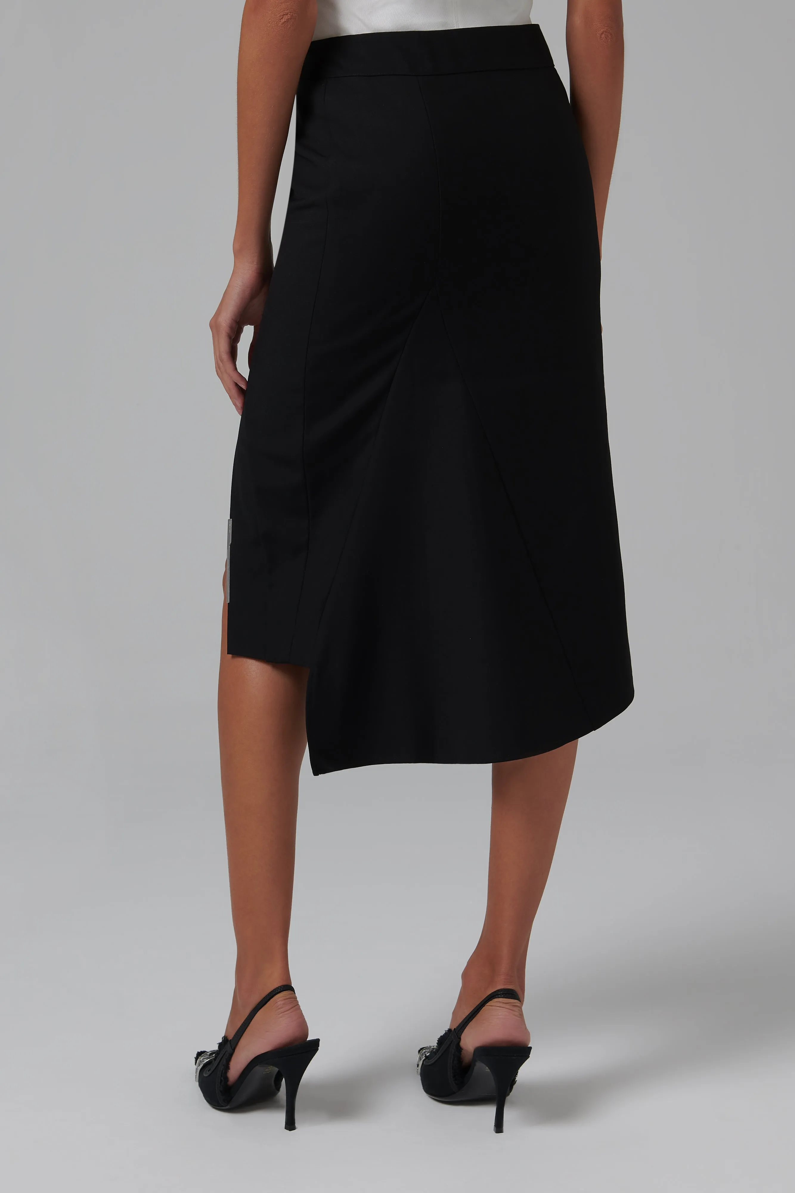 Black Asymmetrical Fitted Skirt