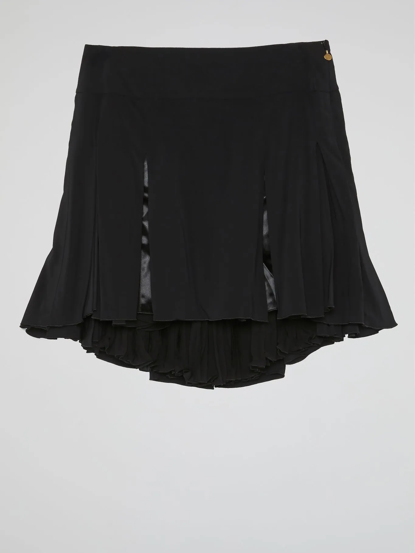Black Godet Mini Skirt