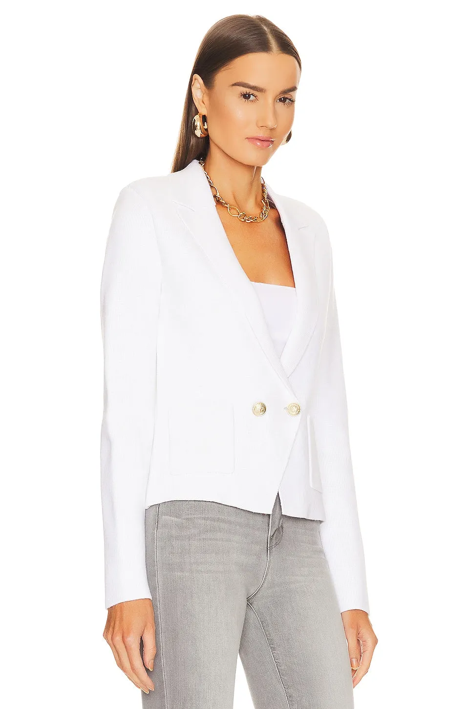 Blazer L'AGENCE Sofia Knit, white