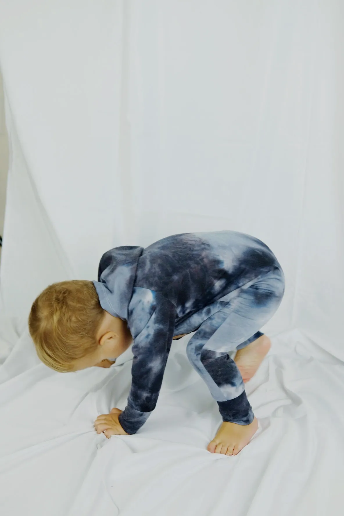 Blue tie dye snap romper