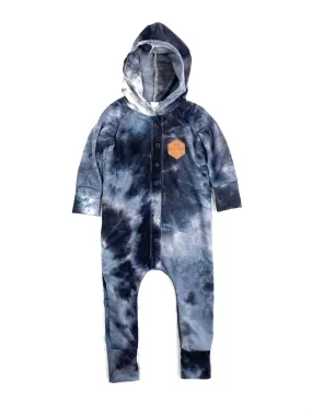 Blue tie dye snap romper