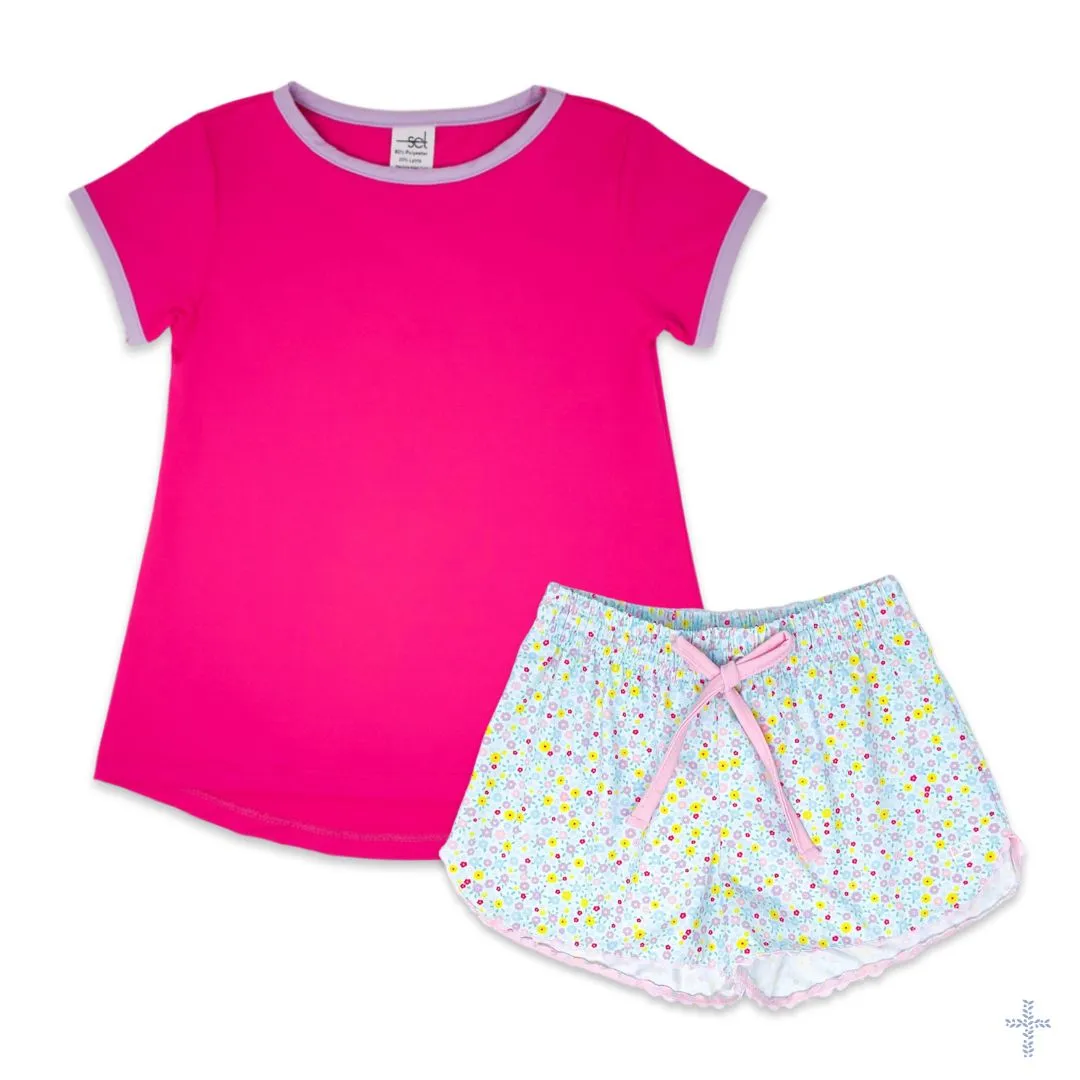 Bridget Basic Tee - Power Pink with Petal Purple
