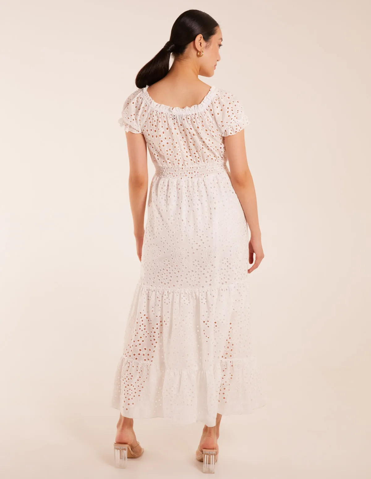 Broderie Anglaise Puff Sleeve Maxi Dress