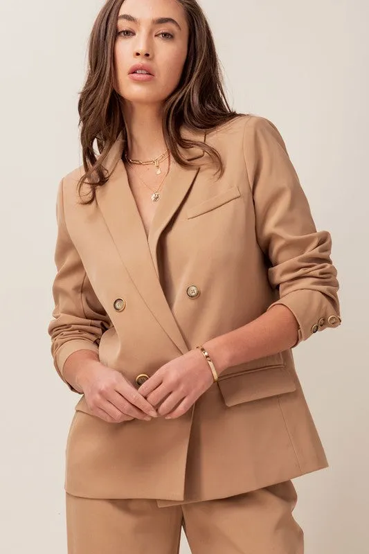BROOKE BUTTON UP BLAZER - CAMEL