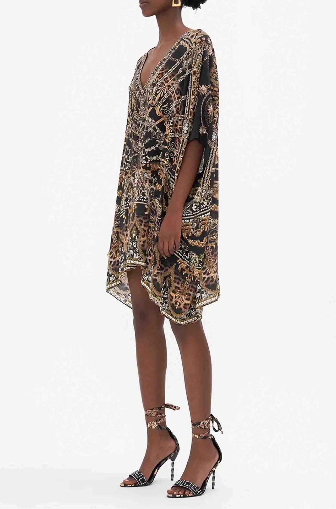 Camilla - Masked At Moonlight Rectangular V-Neck Kaftan