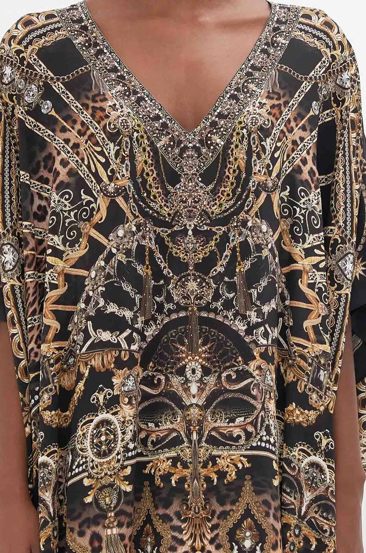 Camilla - Masked At Moonlight Rectangular V-Neck Kaftan