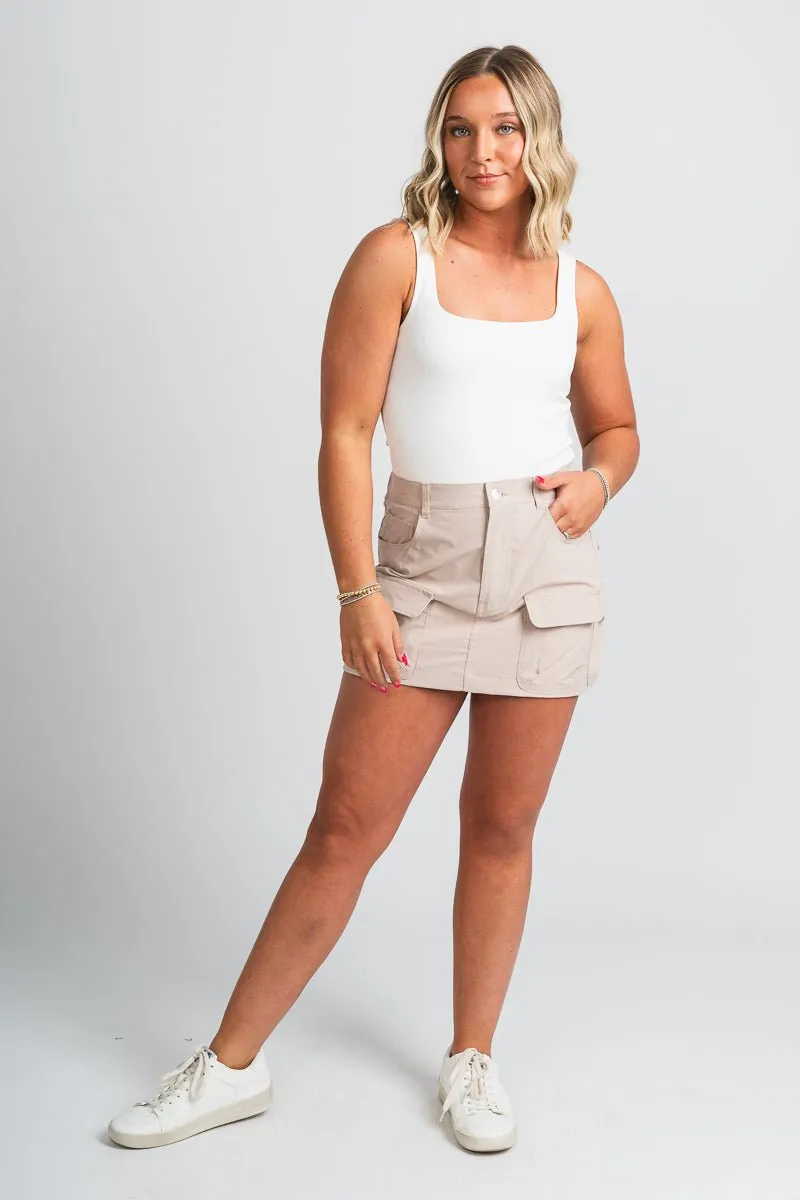 Cargo mini skirt khaki