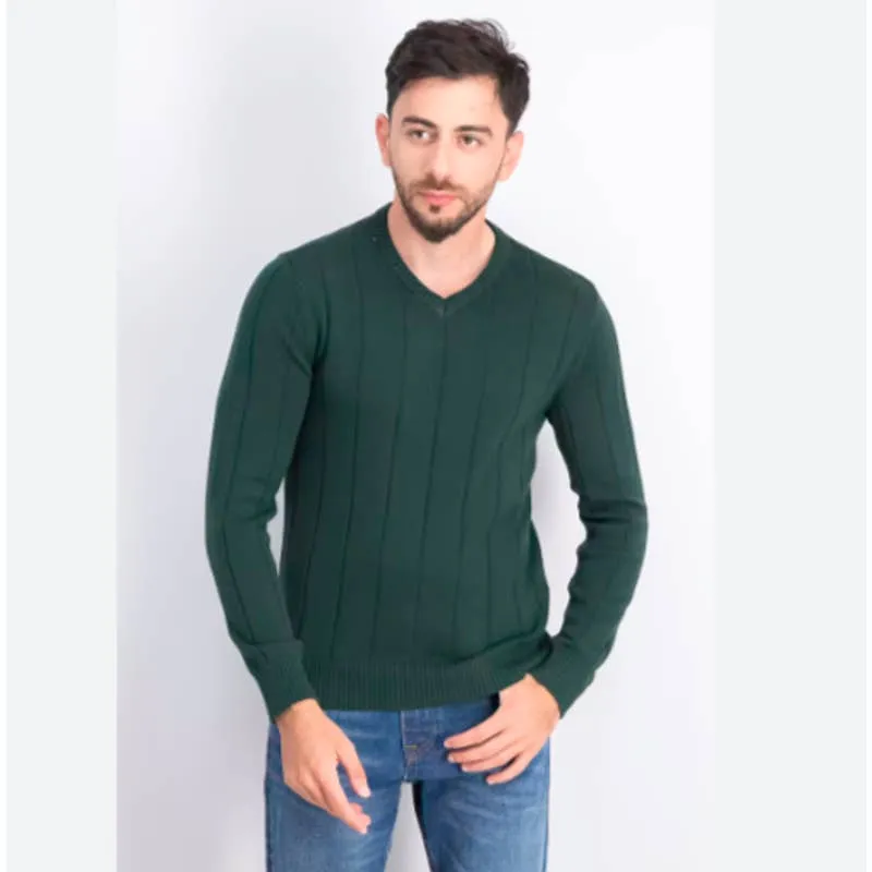Club Room Men's Pine Grove Green Drop Needle V-Neck Sweater