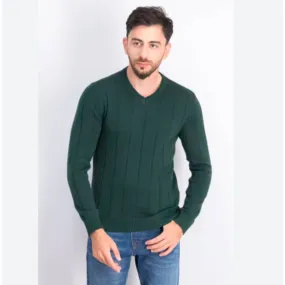 Club Room Men's Pine Grove Green Drop Needle V-Neck Sweater