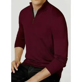 Club Room Men's Red Plum Purple Quarter Zip Mock Neck Sweater