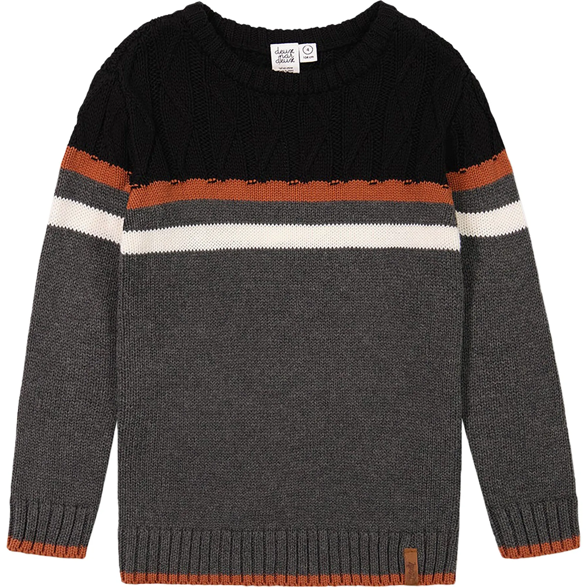Deux Par Deux boys color block cable sweater