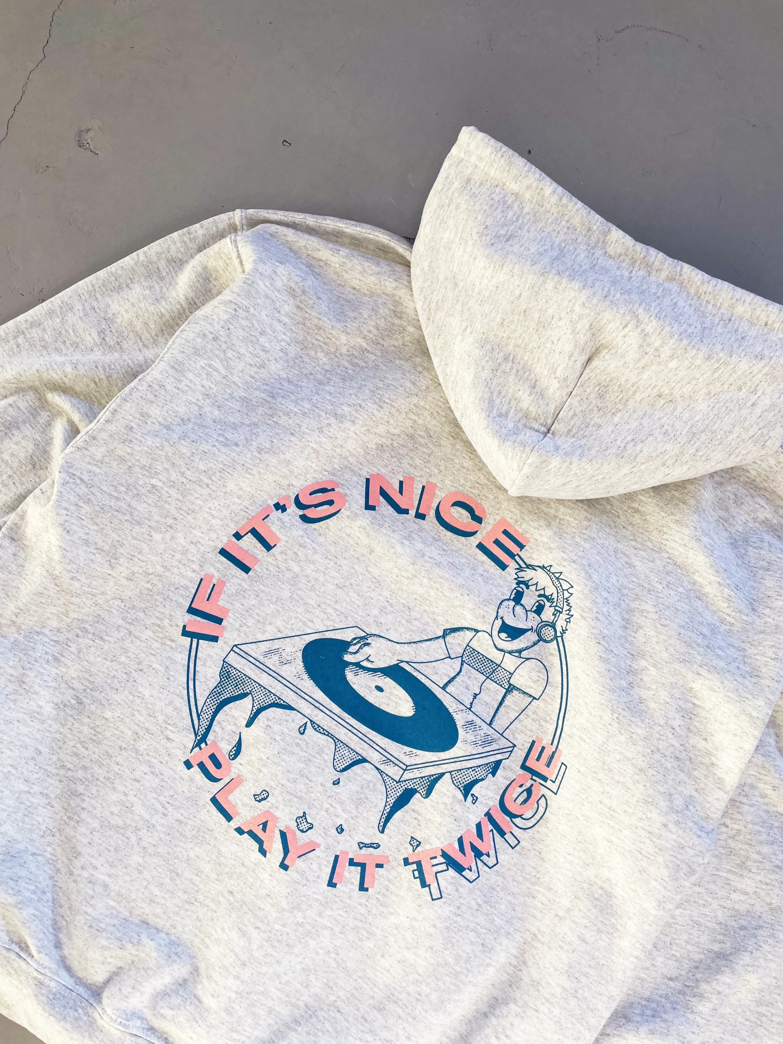DISCO ONLY 'Play It Twice V1' Hoodie - Ash Grey