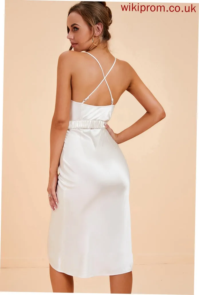 Dresses Midi Neck Cowl Polyester Club Dresses Bodycon Sexy Sleeveless Val