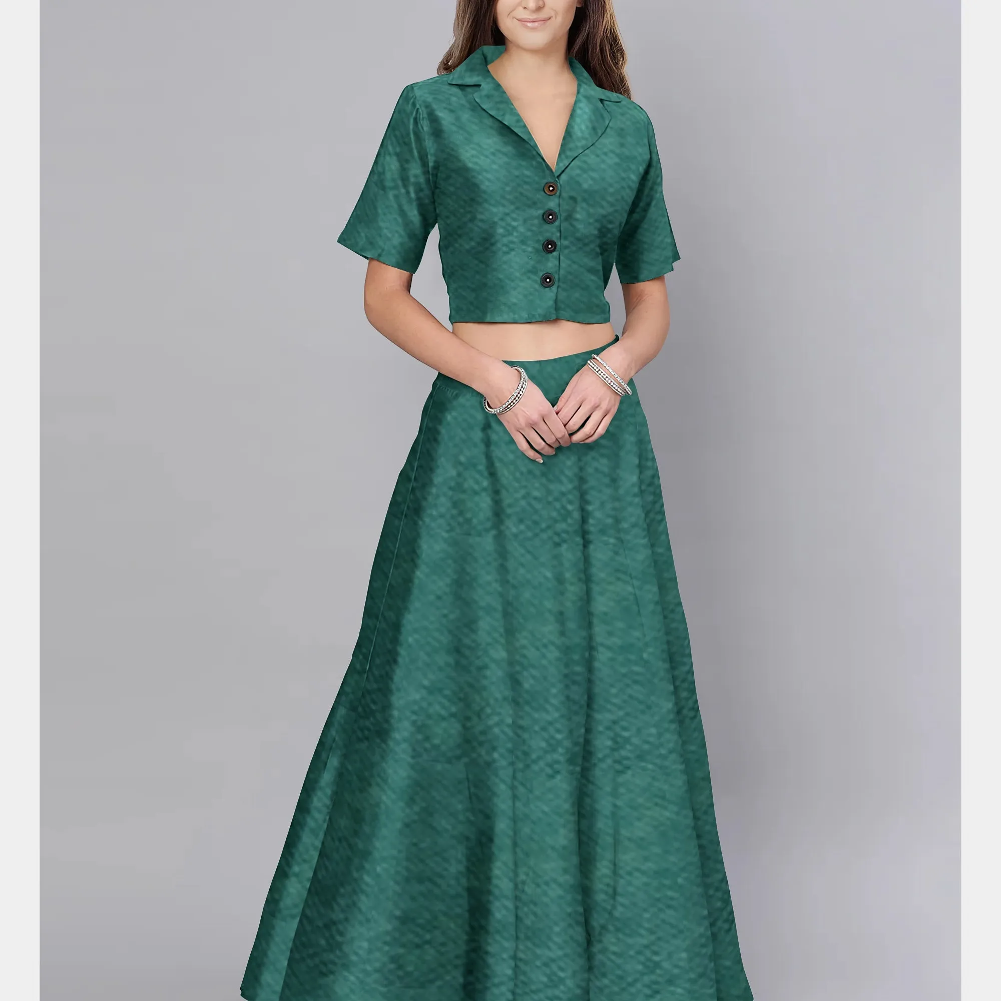 Emerald Dark Green Solid Satin Fabric