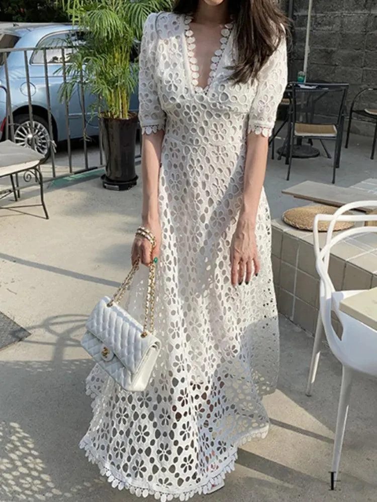 Fairy Style V-Neck Lace Dress