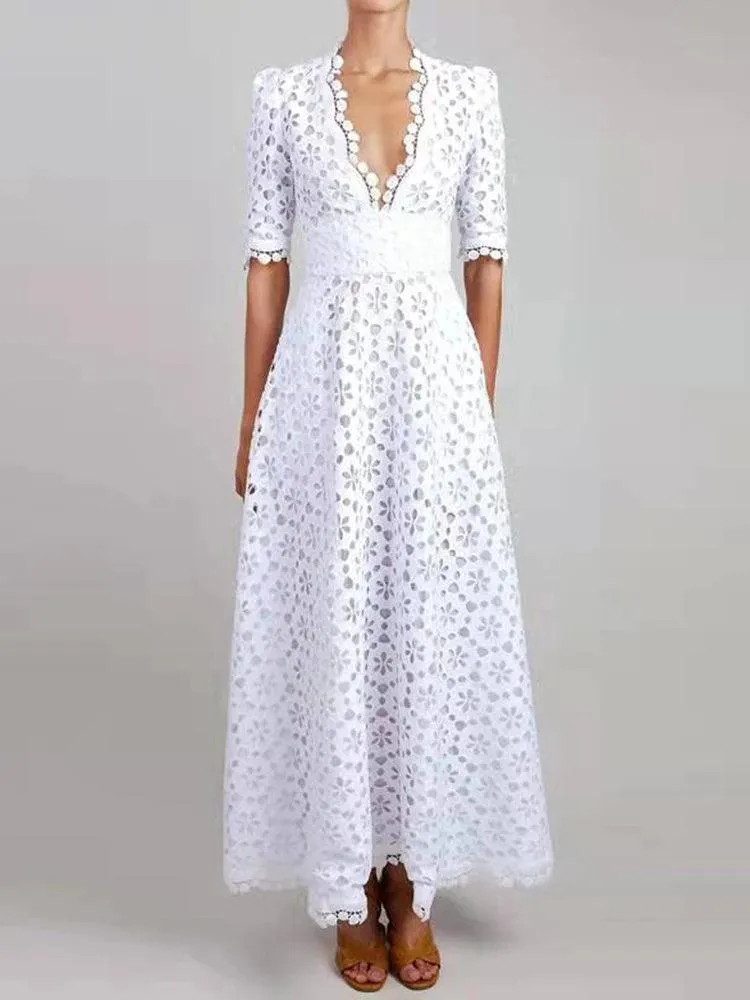 Fairy Style V-Neck Lace Dress