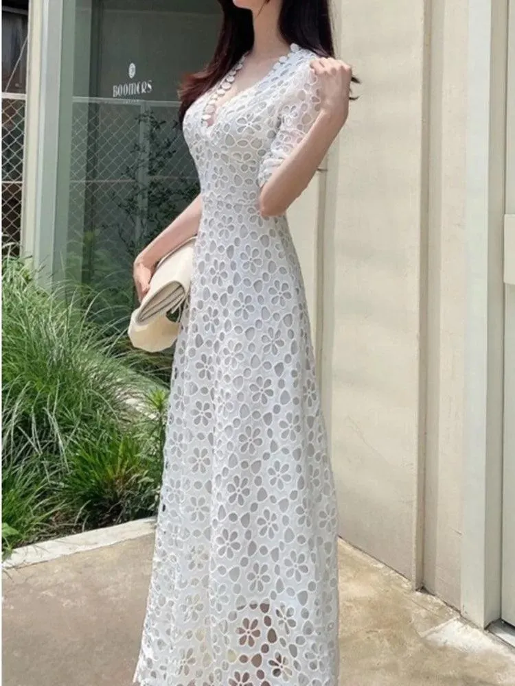 Fairy Style V-Neck Lace Dress