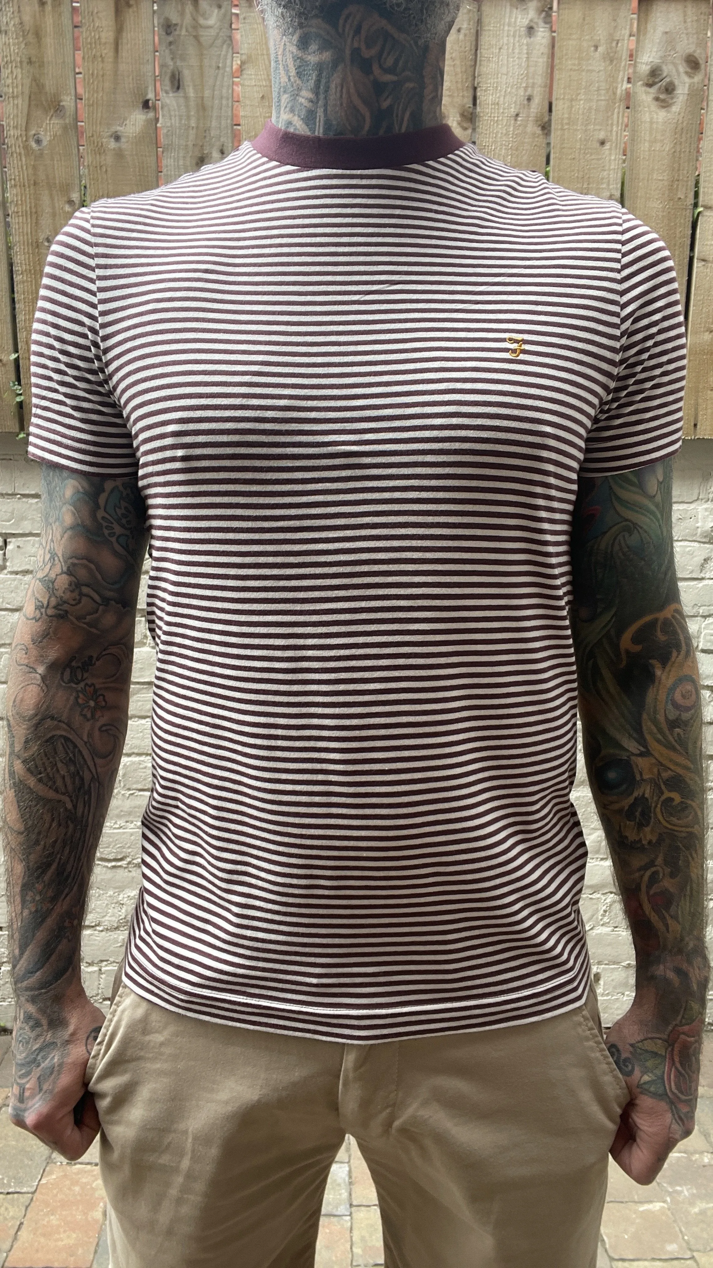 Farah Daytona Red Striped Organic Cotton T-Shirt
