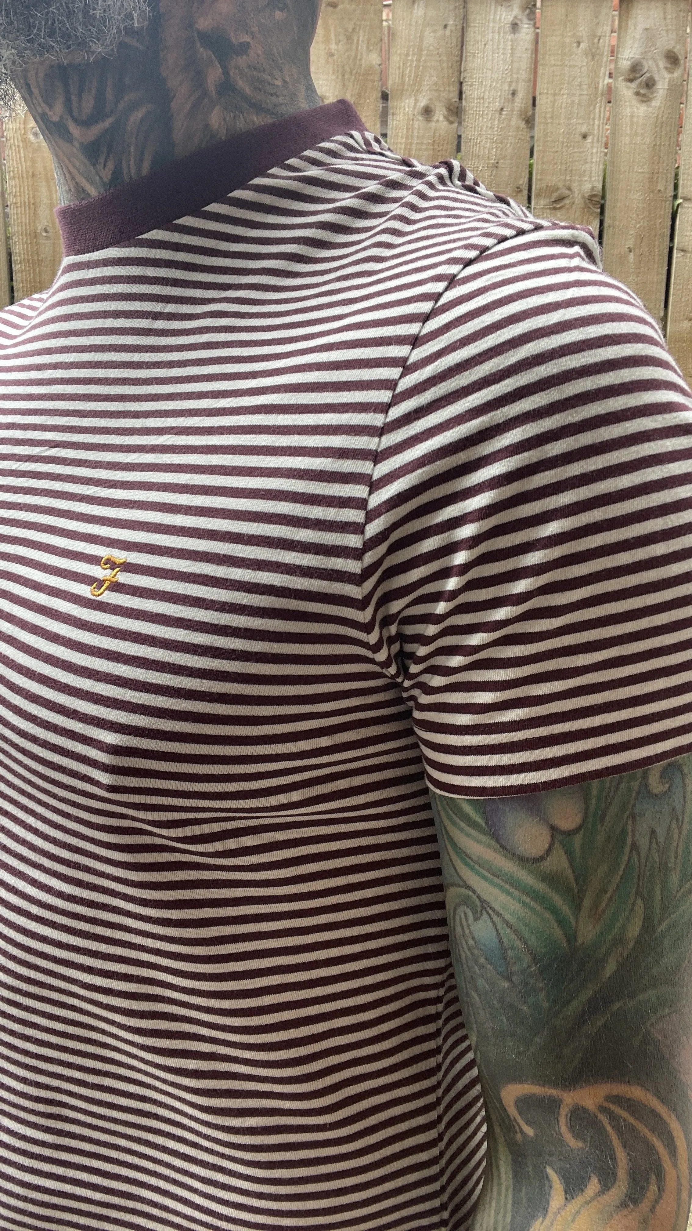 Farah Daytona Red Striped Organic Cotton T-Shirt