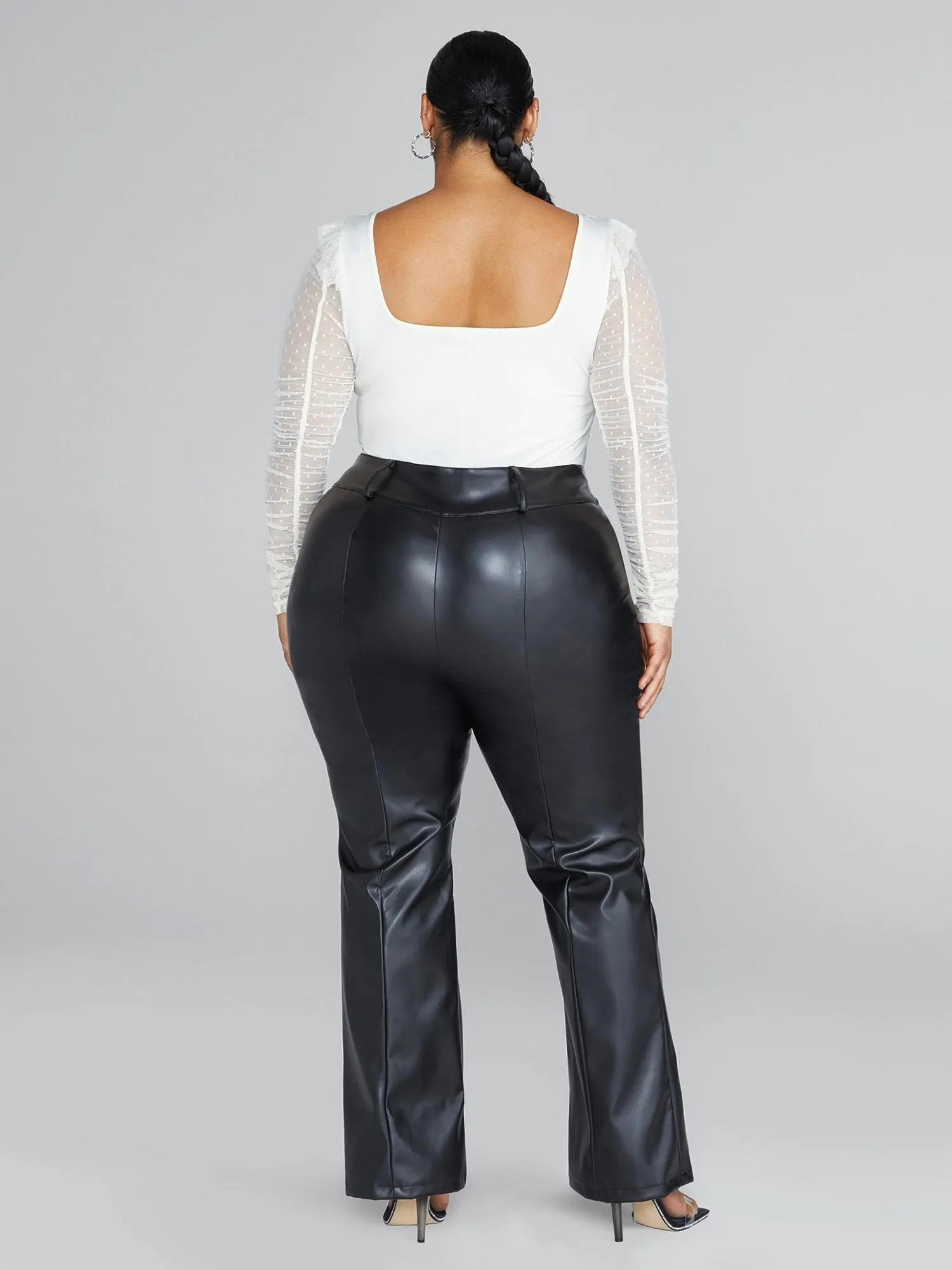 Fashion To Figure - Bella Faux Leather Flare Leg Pants