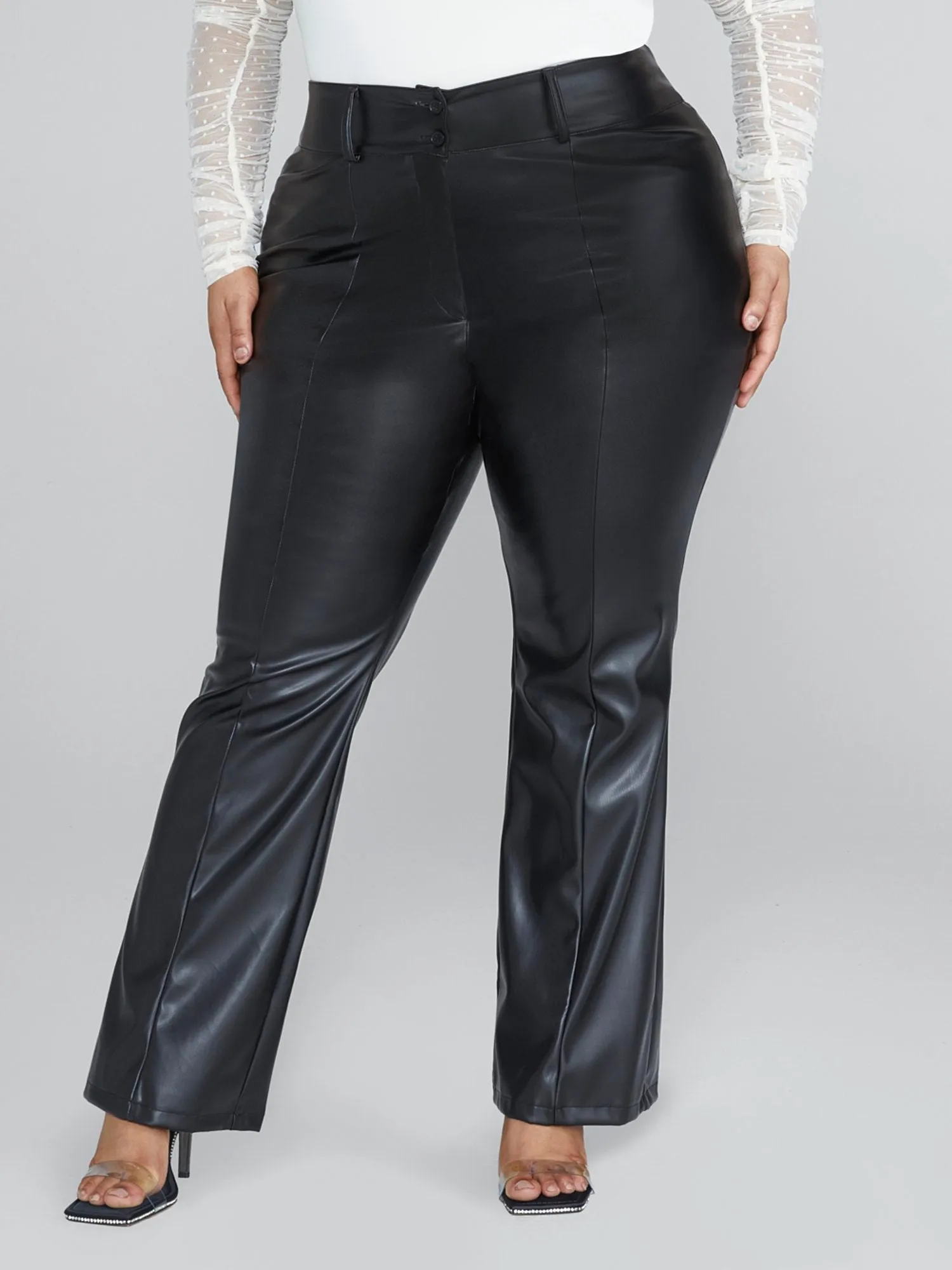 Fashion To Figure - Bella Faux Leather Flare Leg Pants