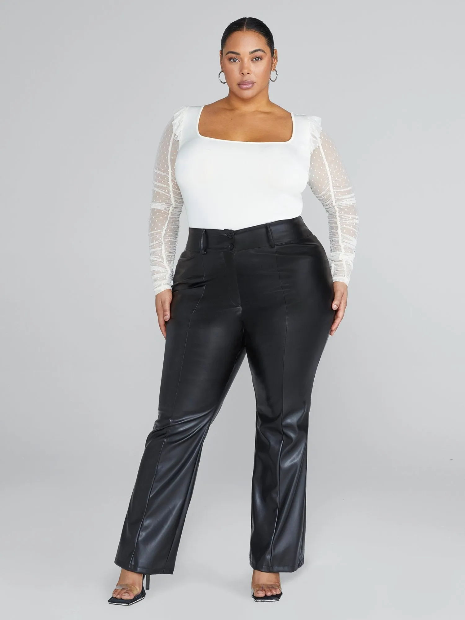 Fashion To Figure - Bella Faux Leather Flare Leg Pants