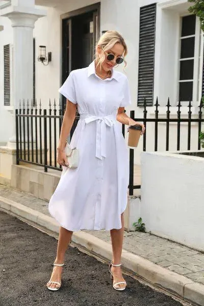 Feel Fabulous in a Tied Button Up Shirt Dress