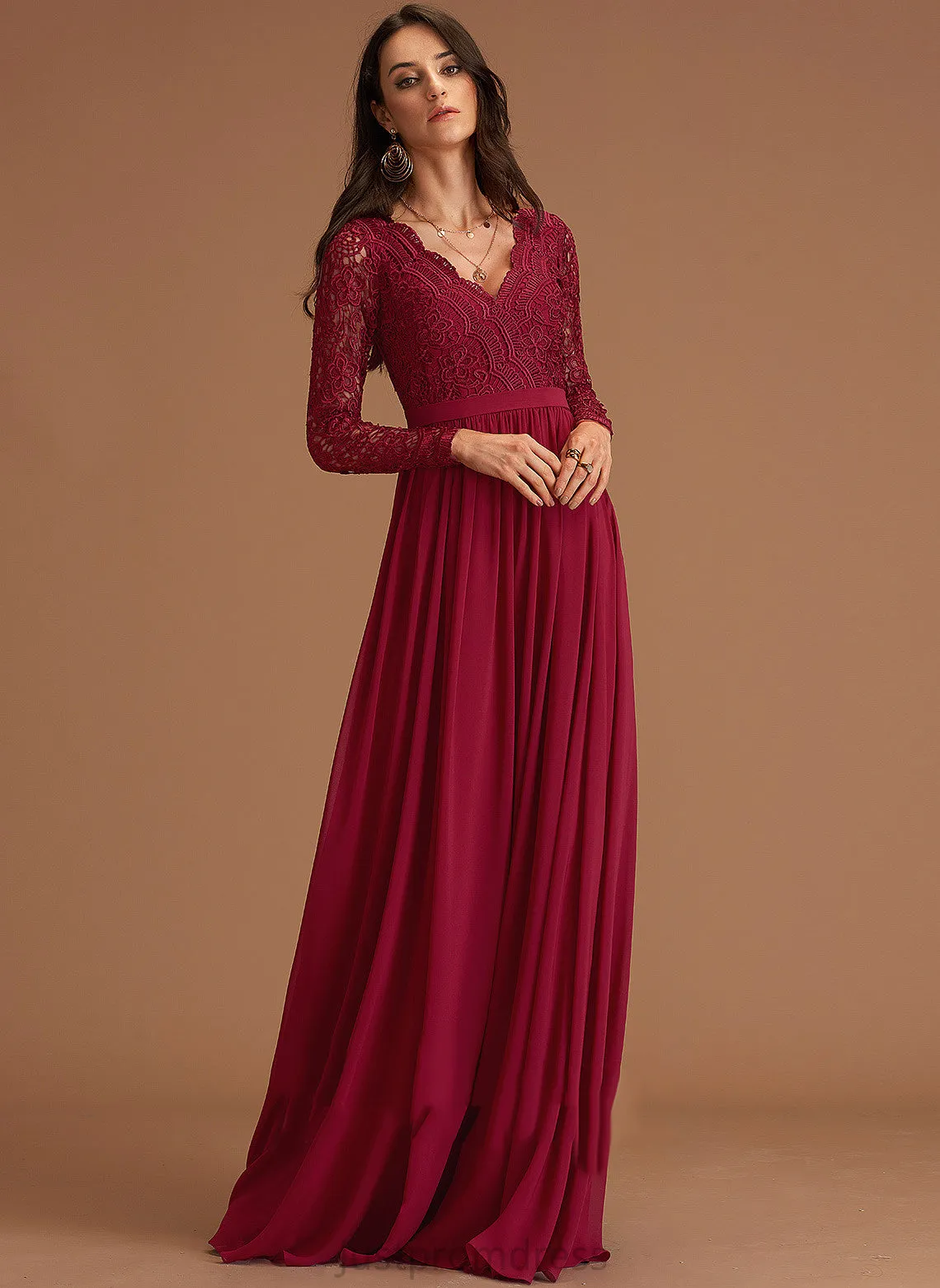 Formal Dresses V-Neck A-line Madison Dresses Chiffon