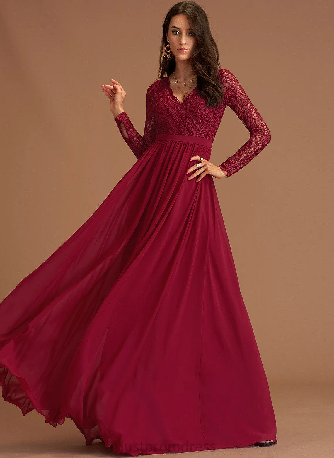 Formal Dresses V-Neck A-line Madison Dresses Chiffon