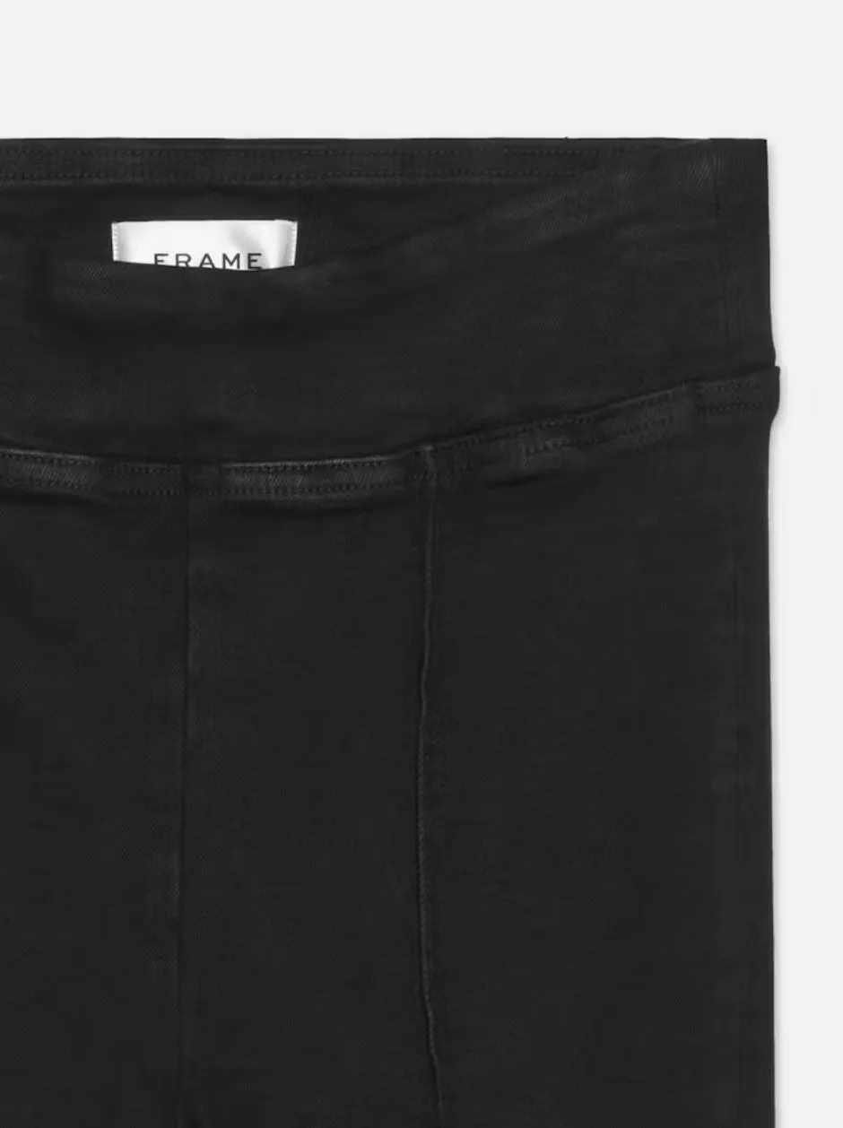 Frame Jetset Crop Mini Boot Pintuck in Sheen Noir