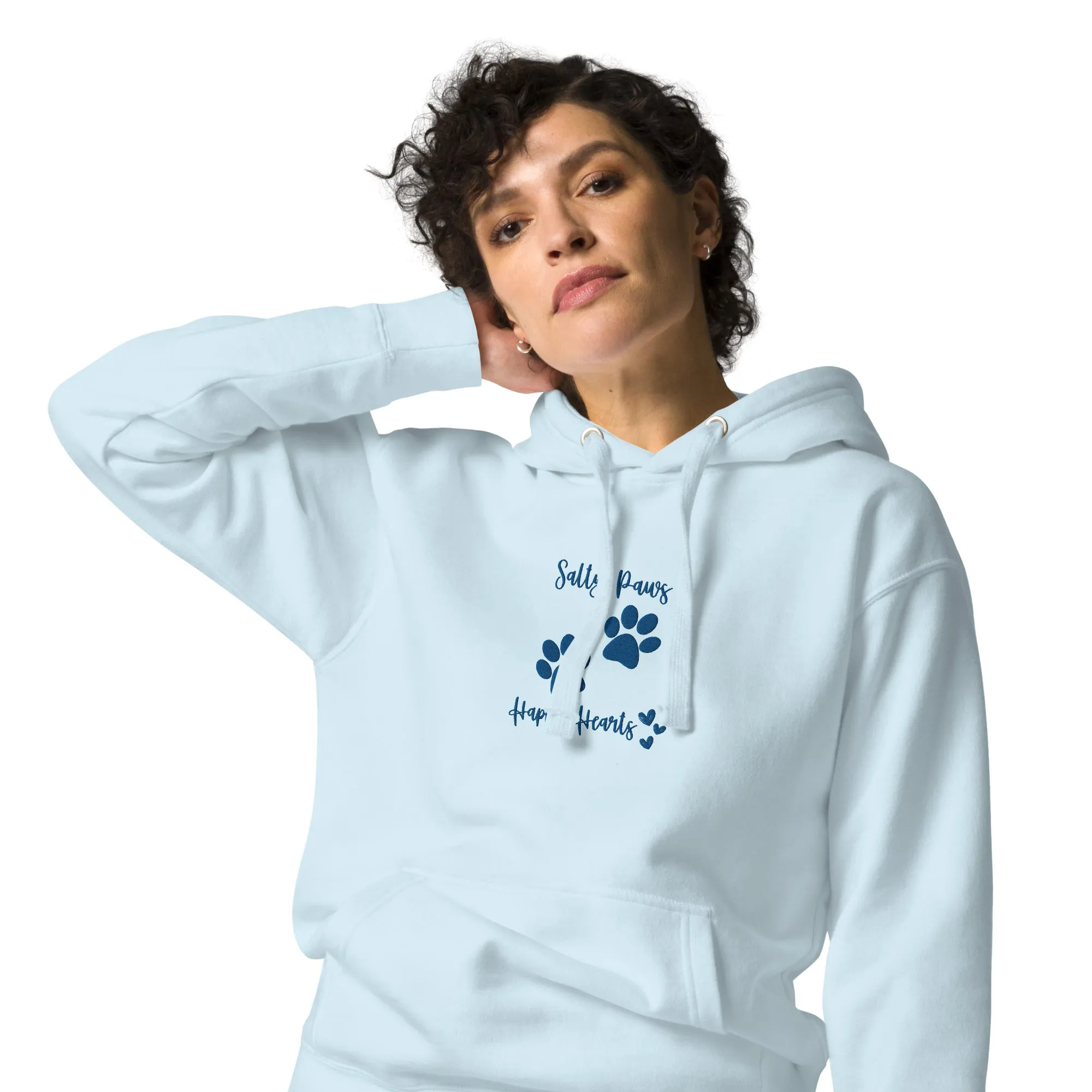 Fun Embroidered Beach Hoodie for Dog Lovers Salty Paws, Happy Hearts