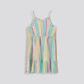 Girls Short Tiered Dress _ 154252 _ Multi Stripe