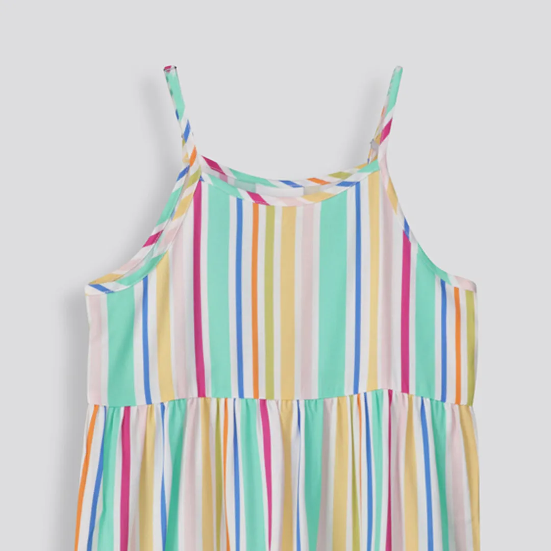 Girls Short Tiered Dress _ 154252 _ Multi Stripe