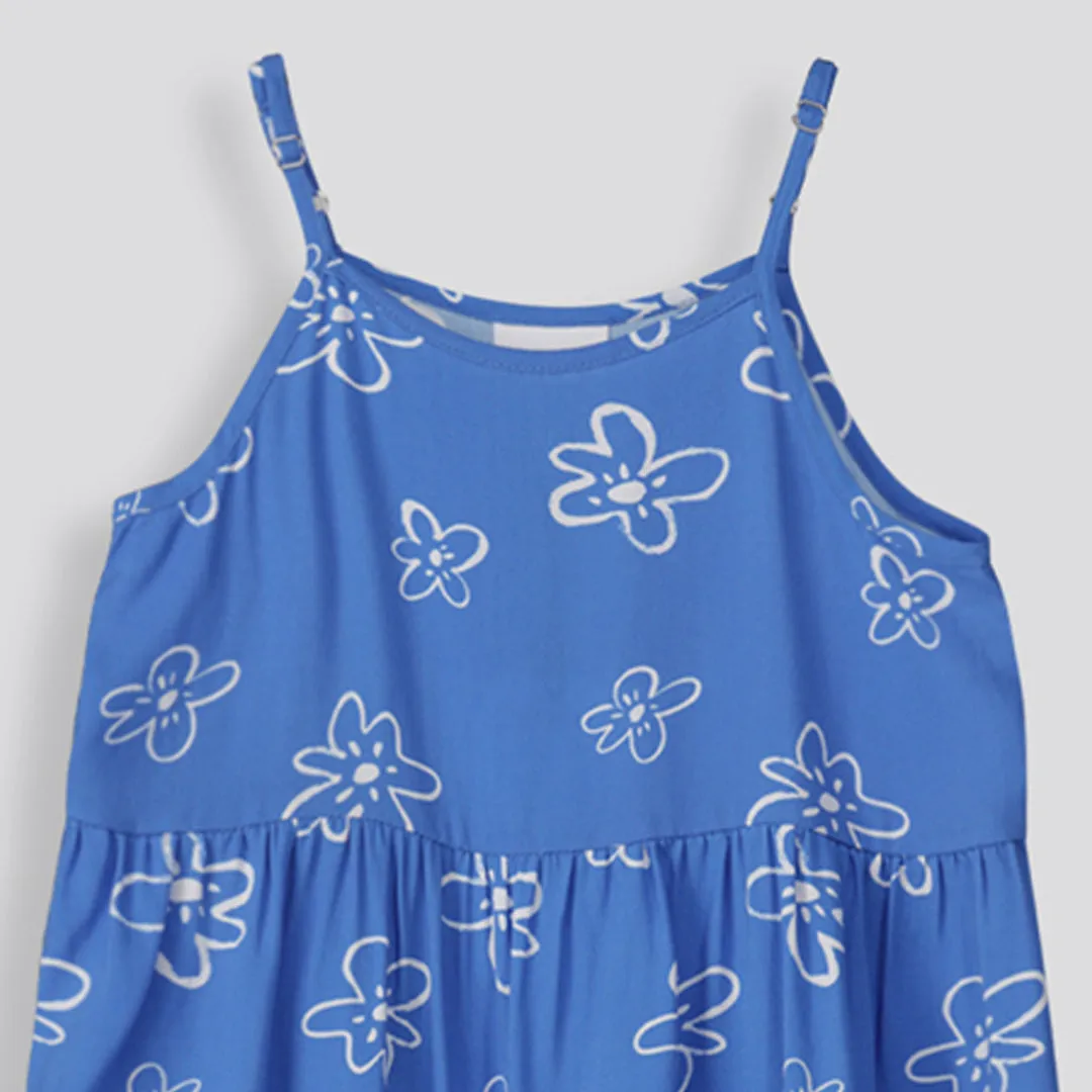 Girls Short Tiered Dress _ 154778 _ Blue