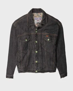 Grey denim long sleeved quilted regular fit jacket