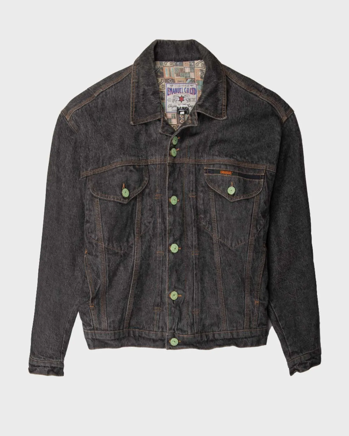 Grey denim long sleeved quilted regular fit jacket