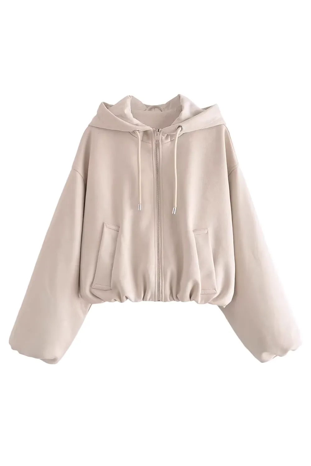 'Heather' Hooded Full-Zip Short Sweater (2 Colors)